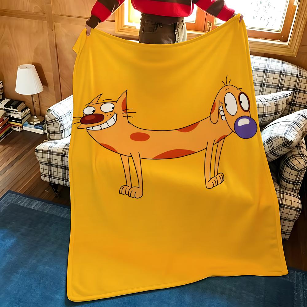 Cartoon C-CatD-Dog Throw Flannel Cozy Print Blanket, Portable, Durable Machine Washable Cute Cool