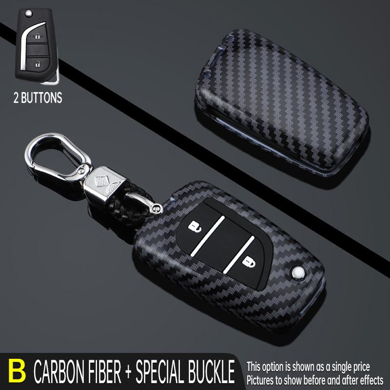 Carbon Style Abs Auto Key Fob Cover Case Remote Fit For Toyota Camry Rav4 Forturner Hilux Auris Corolla Avensis Verso Yaris Aygo Scion Tc Im