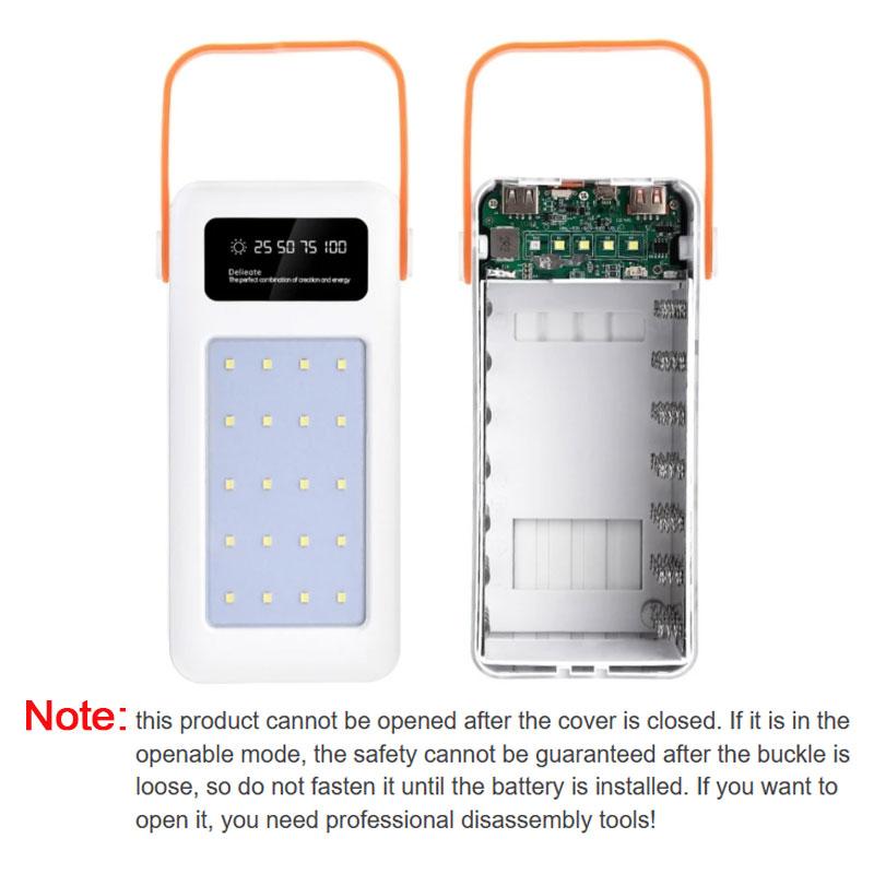 28x18650 Battery Case Dual USB Type C Charge Power Bank Case 22.5W PD QC4.0 with LED Flashlight Function DIY Battery Storage Box