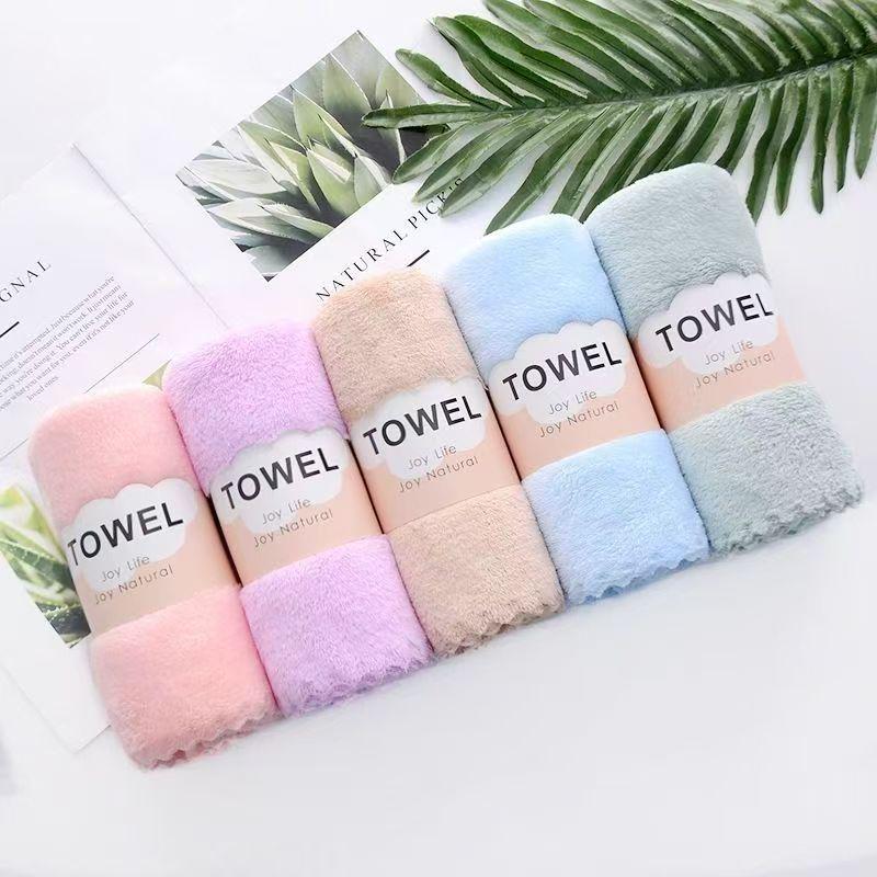 Soft Coral Fleece Quick-Dry Baby Face Towel - Small, Plain Color, Water Absorbent