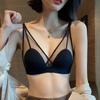 Reggiseno Nero da Donna in Rete Trasparente Senza Ferretto con Dettaglio a Incrocio e Spalline Regolabili