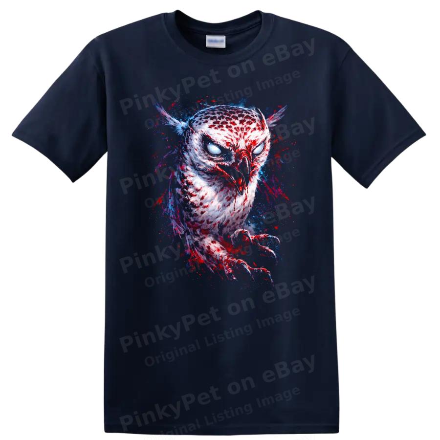 Owl Graphic T Shirt Fierce Blood Splatter Art Design Cool Tee Artistry