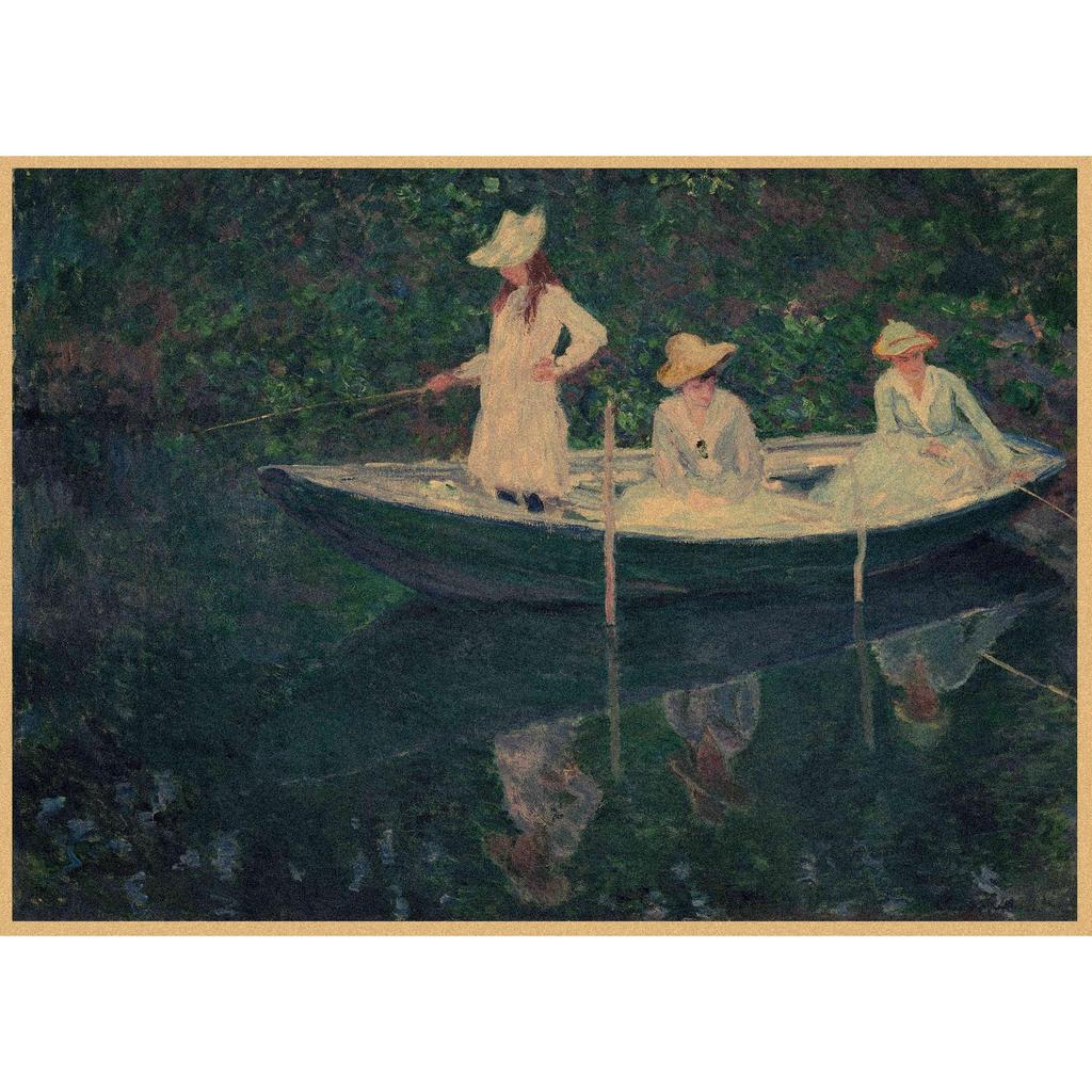 Monet Oil Painting Retro Kraft Paper Poster for Restaurant, Bar, Cafe Wall Decor