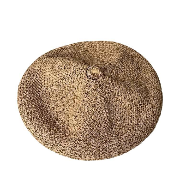 Light plate thin beret women's summer woven breathable bud hat versatile shopping sweet and gentle painter hat