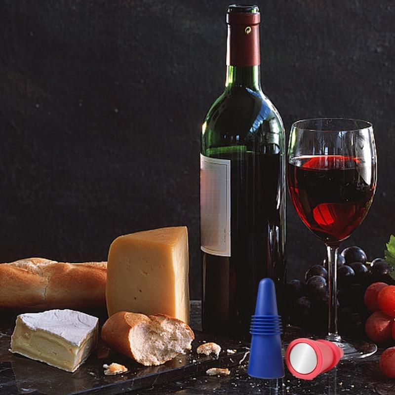 Set Of 6 Silicone Beverage Sealers with Threaded Rings Stoppers for Wine and Beverages Multipurpose Bottle Preservers