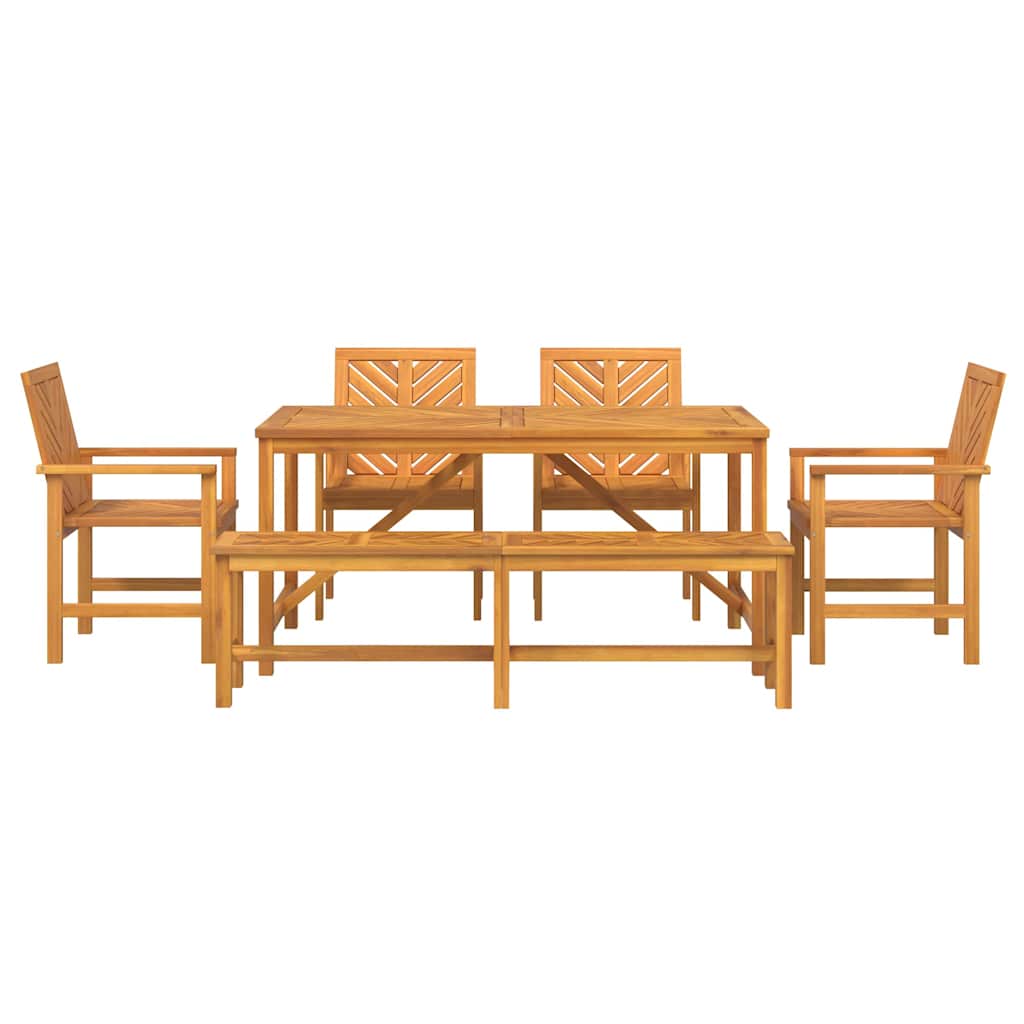 Garden Dining Set 6 pcs Brown Solid Acacia Wood