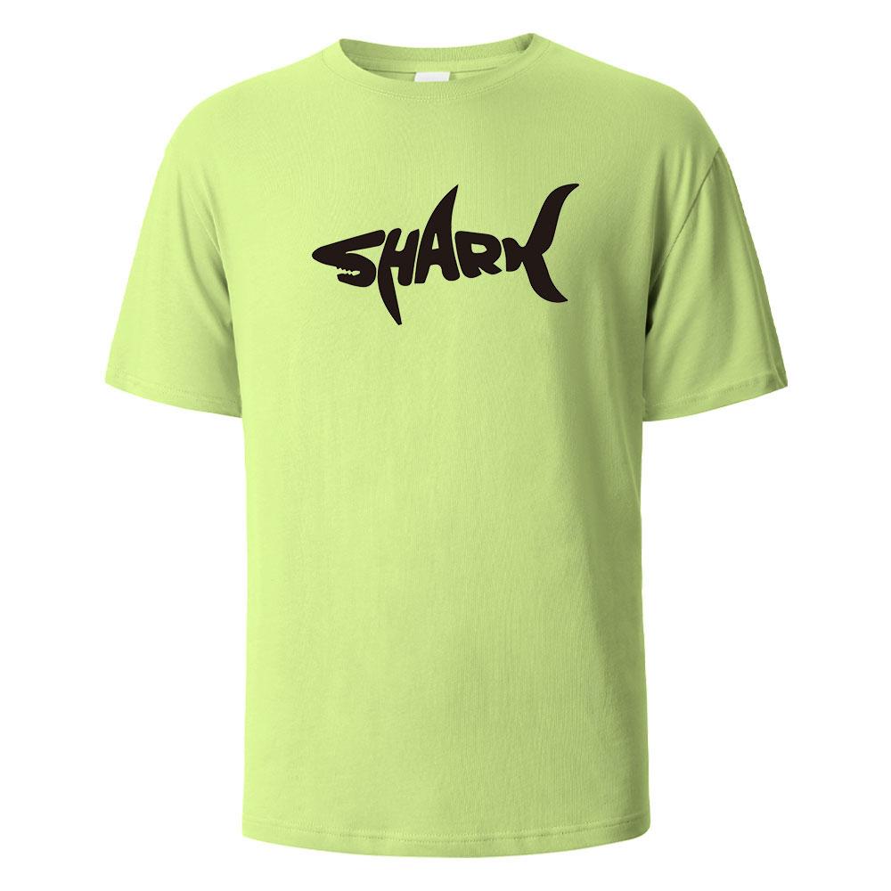 Cotton Shark Print T-Shirt 100% Cotton Summer Tees For Men Women Oversize Casual Tops