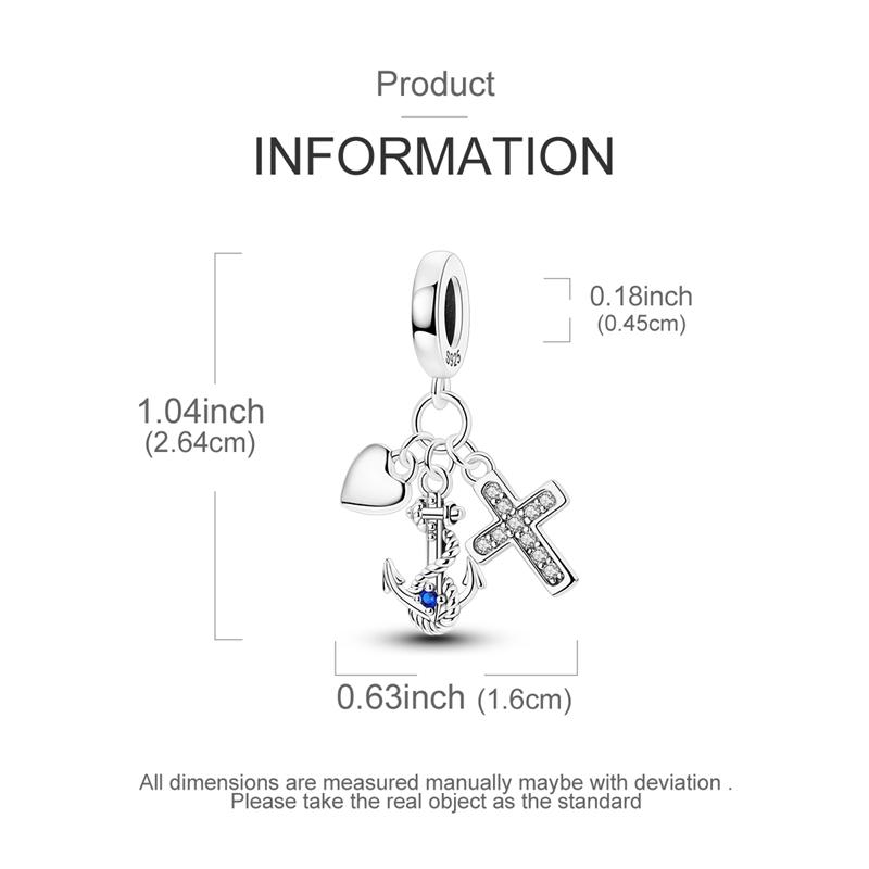 Original Charms Copper Boat Sight Heart-Shaped Crucifix Pendants Fit Plata Bracelets For Women Jewelry Making Fine Gifts