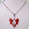 Gotische Fledermaus Anhänger Halskette, Vintage Stil, Schwarze & Rote Charm Halskette, Original Designer Halskette