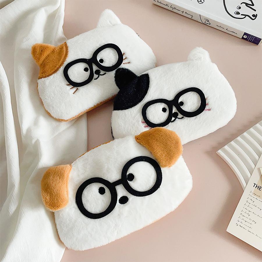 Plush Dog Pencil Case With Large Capacity For Kids Stationery Storage