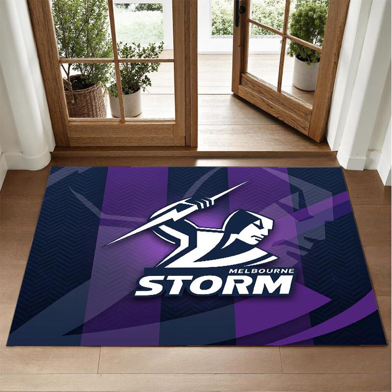 Melbourne Storm Design Crystal Velvet Rug Soft Decorative Mat for Bedroom Entrance