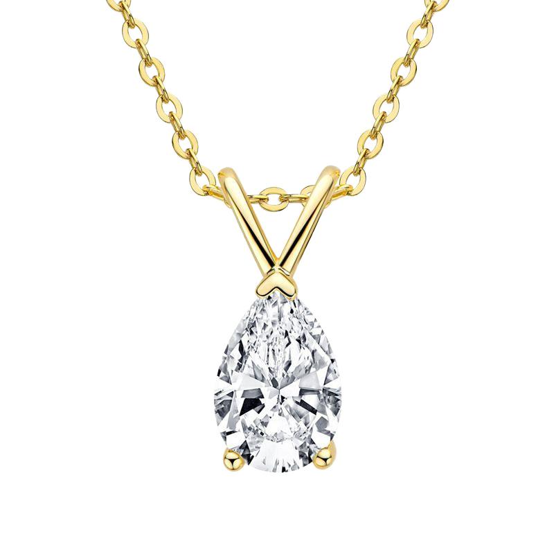 Custom Elegant and Luxurious 925 Sterling Silver Zircon Moissanite Pendant Necklace Simple and Fashionable Pear Shaped Jewelry