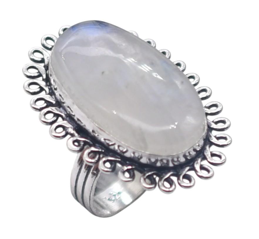 Moonstone Natural Gemstone Antique Silver Ring US Size-5.75 R 5021