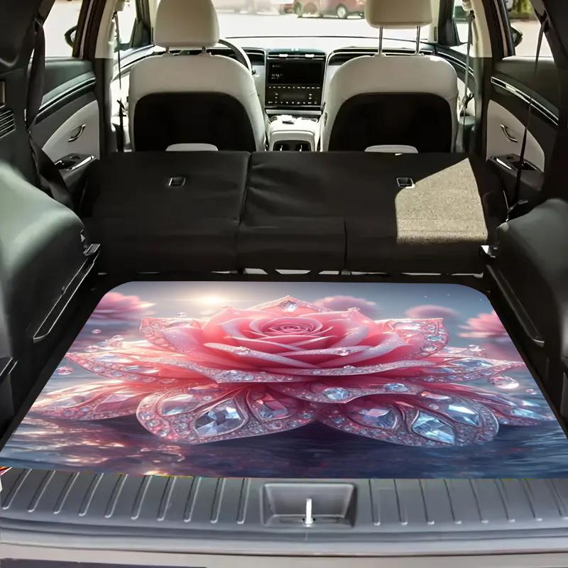 1pc Dreamy Rose Car Trunk Mat - Soft Durable Non-Slip Machine Washable Polyester SUV and Car Cargo Mat Trunk Mat Easy Clean