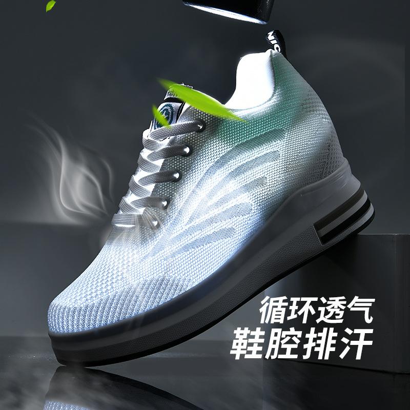 Women's heightening shoes 9CM thick-soled slim-fitting and light mesh breathable black pure white casual shoes mother shoes