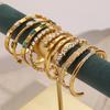 Jieding Stainless Steel Zircon & Titanium Open Bangle Bracelet