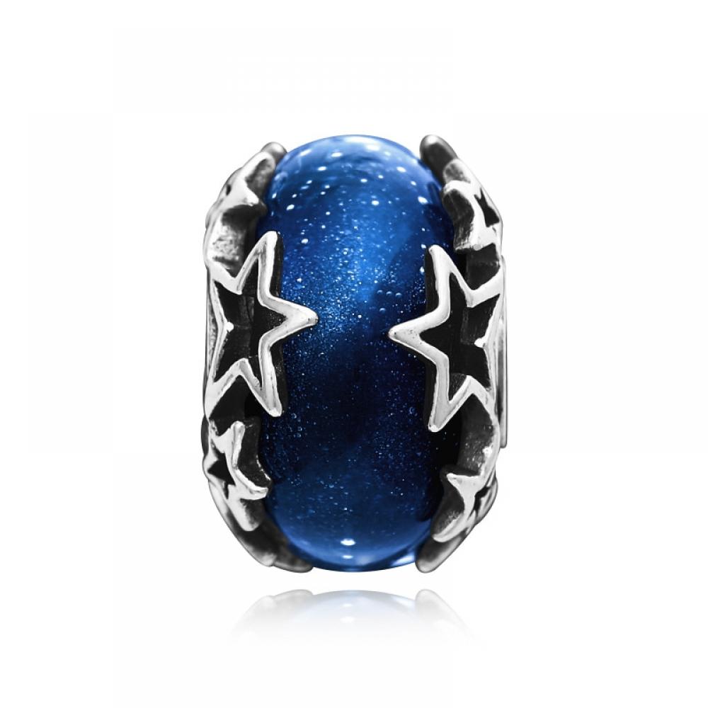 Pandora 790015c00 Galaxy Blue Star Murano Silver Charm