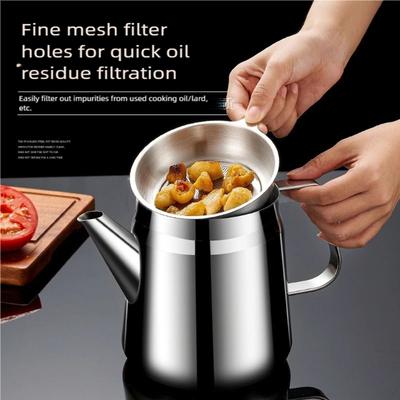 Home Kitchens Large Capacity Oil Filter Pot With Ergonomic Handle and Mesh Strainer For Safe Cooking And Easy Cleaning