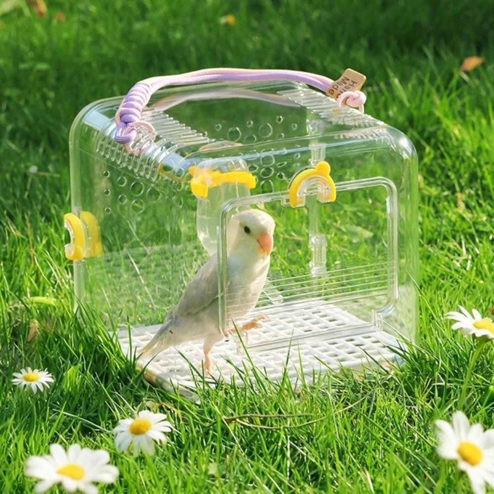 New Clear Bird Carrier Cage PET Secure Closure Transport Case Ventilated Lightweight Outdoor Bird Cage Pet Supplies