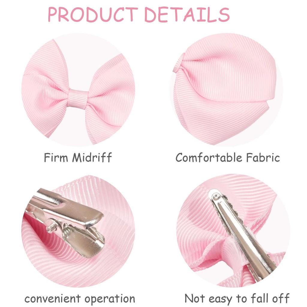 20Pcs 4inch Sweet Candy Color Bow Hair Clip Set for Baby Girls Cute Ribbon Hairpin Kids Headwear Children Hair Accessories Gifts