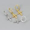Silver Rhinestone Cross Pendant Hoop Earrings for Women Men Awesome Hiphop Earring Party Jewelry Gifts