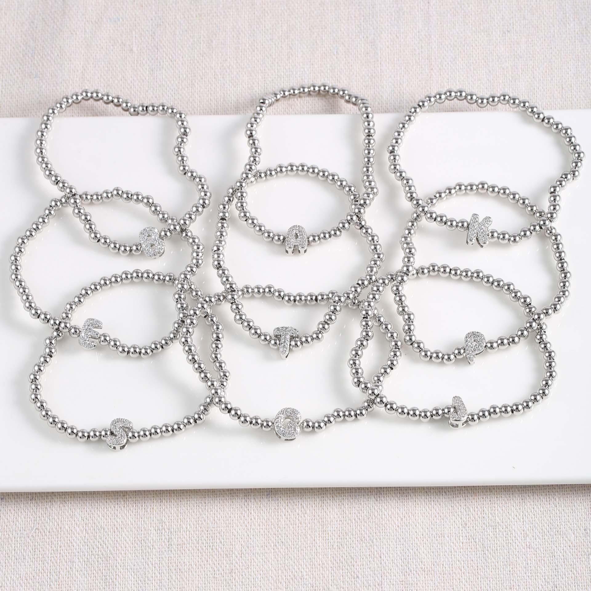 Хит Продаж Полностью Циркониевый Браслет с 26 Английскими Буквами, Покрытый Медью, Дизайн Букв-Пузырьков с Воздушным Шариком Bracelet D