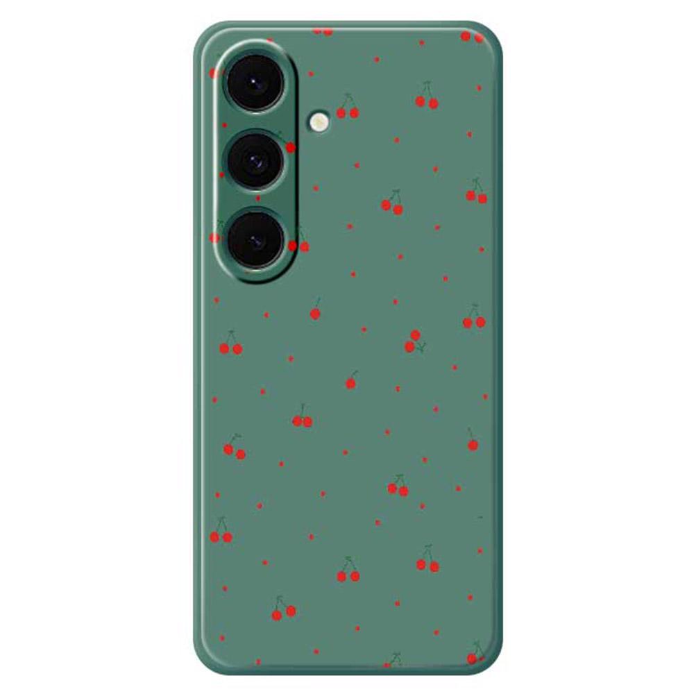 

For Samsung Galaxy S25+ Case Red Cherry Pattern Printing Straight Edge TPU Phone Back Cover