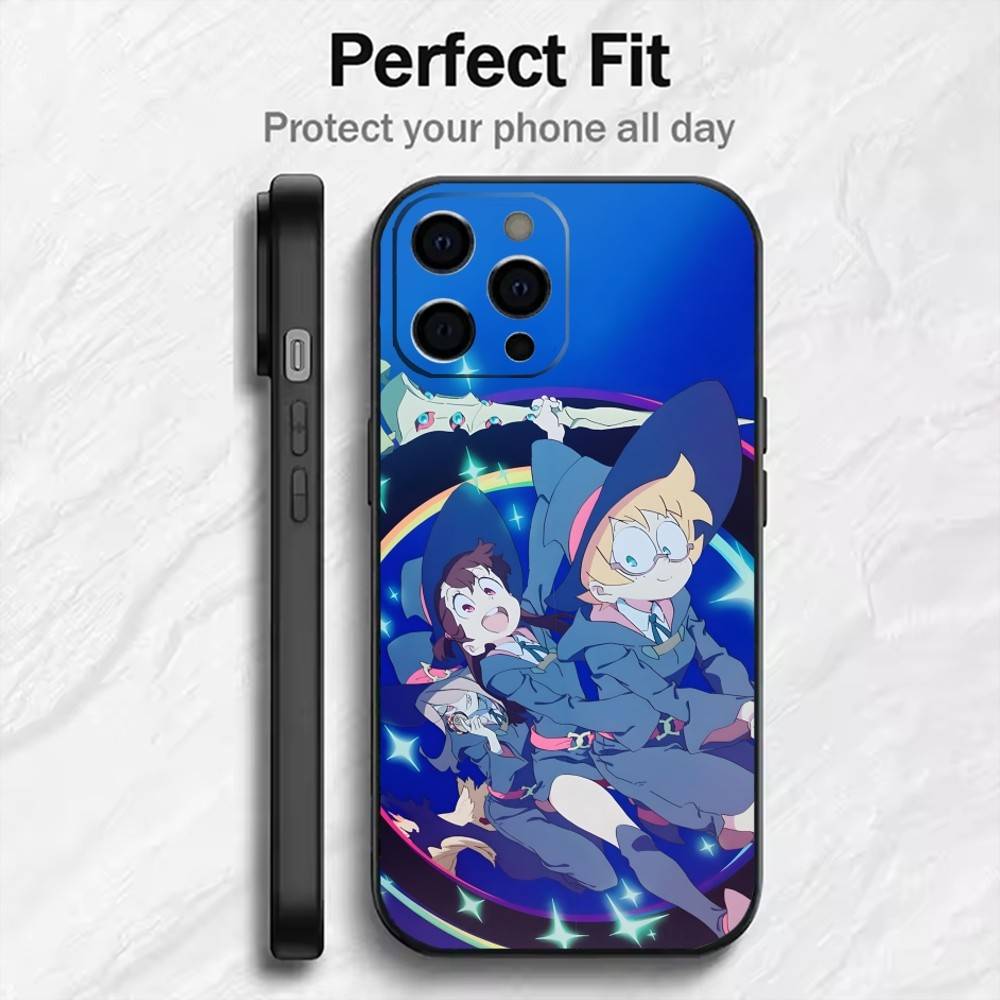 Little W-Witch A-Academia Anime Handyhülle Für iPhone17,16,15,14,13,12 Plus,Max Weiches Silikon Schwarze Hülle