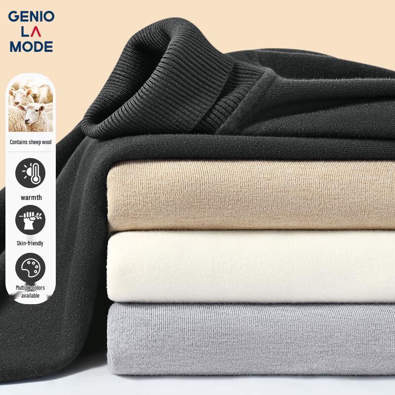 GENIOLAMODE Men's Winter Fleece-Lined Turtleneck Knit Sweater