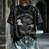 Women's Raglan Sleeve Halloween Print Short Sleeve Neck T-Shirt Top