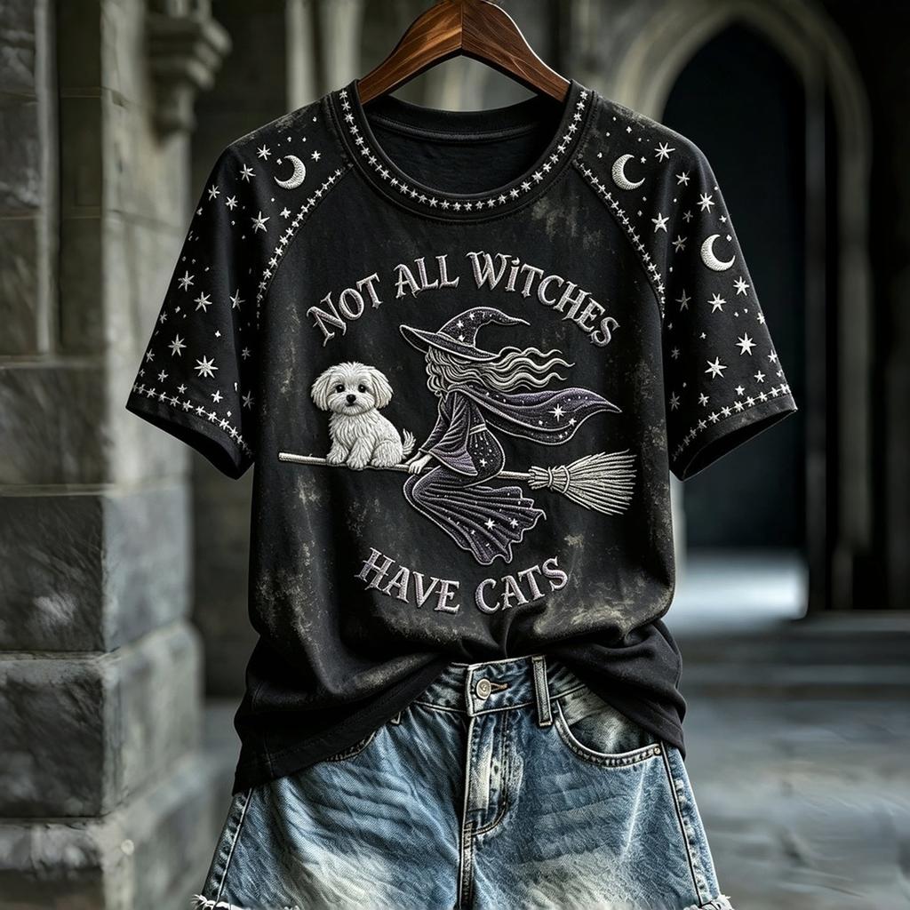 Women's Raglan Sleeve Halloween Print Short Sleeve Neck T-Shirt Top