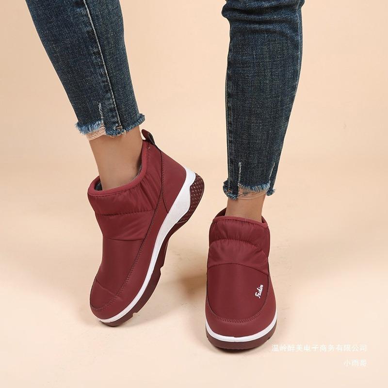 Nouveau Style de Bottes de Neige, Toile, Polaire, Épaissies, Chaudes, Bottes pour Femmes Grandes Tailles et Chaussures en Coton