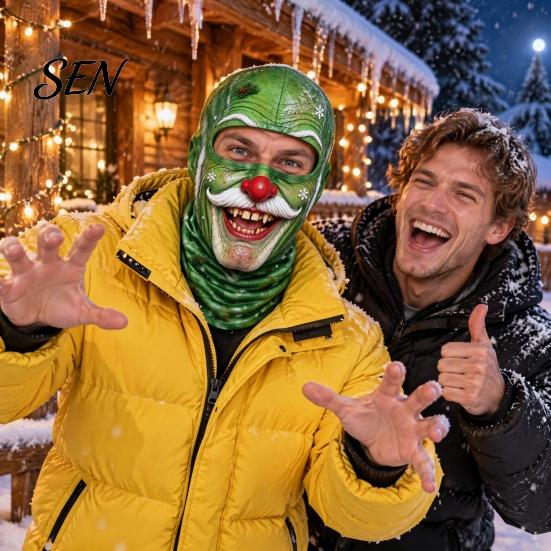 Gesichtsdruckmaske Weihnachten Skimaske, Winter Realistische Sturmhaube für Herren Thermische Abdeckung Damen, Winddicht Ganzkörper Radfahren Reiten Snowboarden Kopf