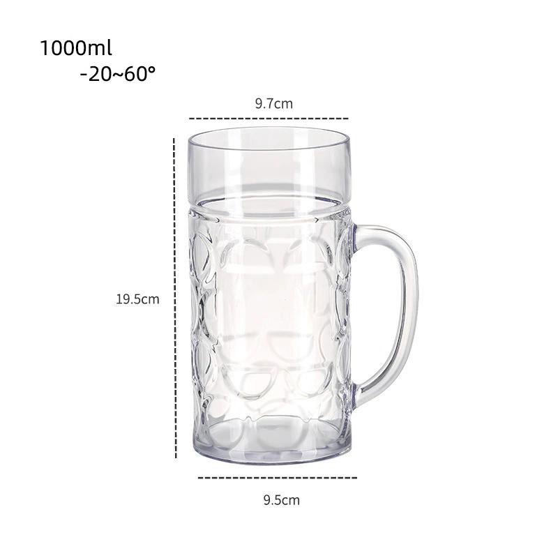 BPA Půllitr na pivo Vyrobený z opakovaně použitelného nerozbitného plastu Průhledné akrylové sklo pro barovou párty Studený nápoj Džus Na zdraví pro poháry