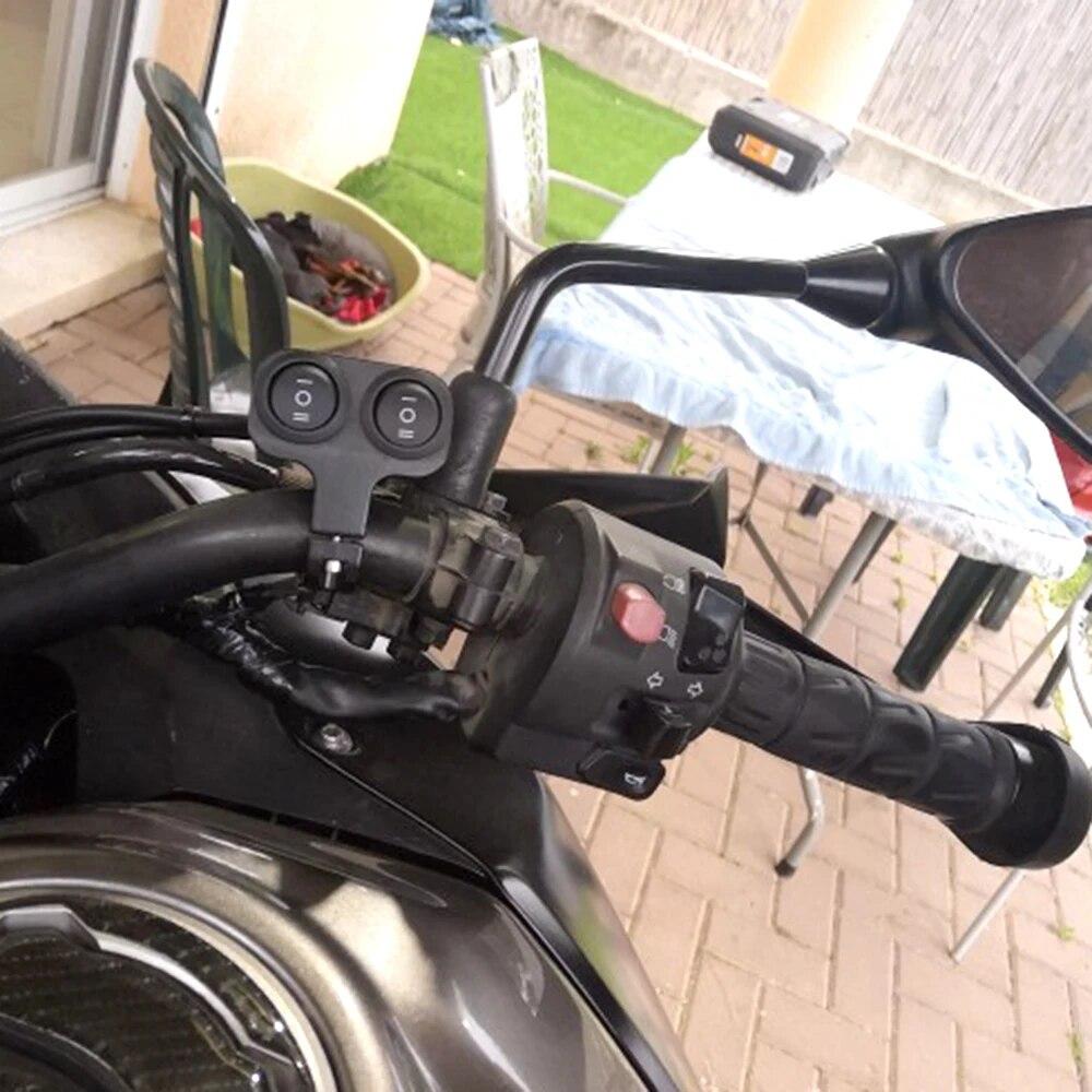 Motorcycle Handlebar 12V Headlight Switch Dual Button Control Waterproof 7/8in 22mm Flasher Speaker Switch