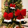 Rhinestone Velvet Bowknot Decoration Wine Red Bowknot Hanging Ornament  Xmas Decor