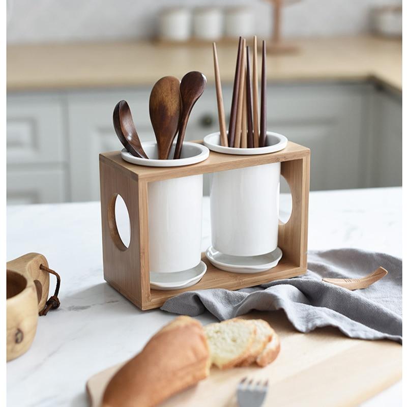 Buy Ceramic Bamboo Dish Drainer Cutlery Holder AntiMold Drying Rack