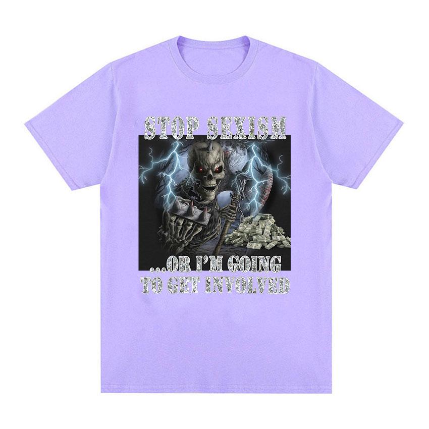 Funny Stop Sexism Vintage Graphic T Shirts Unisex's Fashion Cotton Short Sleeve T-shirt Unisex Punk Gothic Oversized Tshirt Streetwear