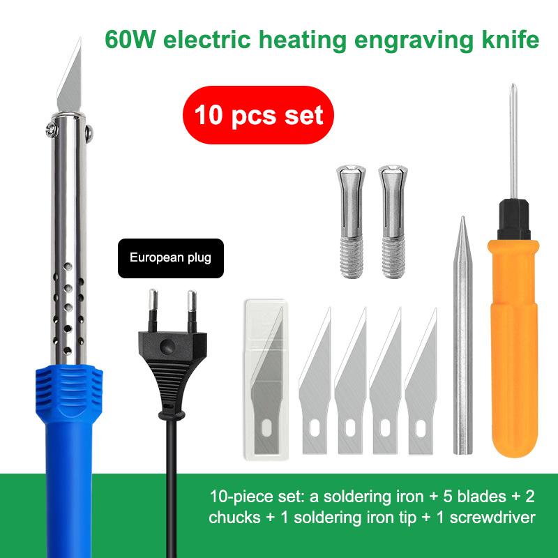 1/3/9/10Pcs Electric Hot Knife Cutter Kit With Soldering Iron For Carving Plastic Vinyl US EU Plug Multipurpose Diy Tool Set