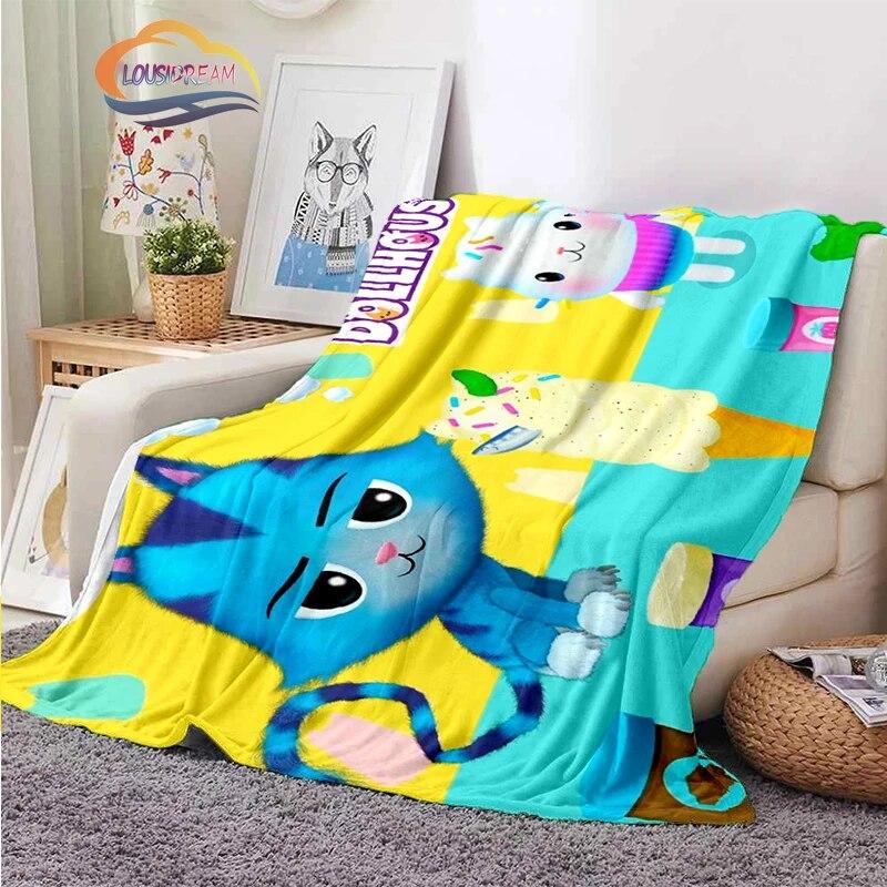 Cartoon Gabby's Dollhouse Cute Cashmere Blanket Children and Girls Warm Portable Plush Cozy Throw Blanket Bed Sofa Blanket