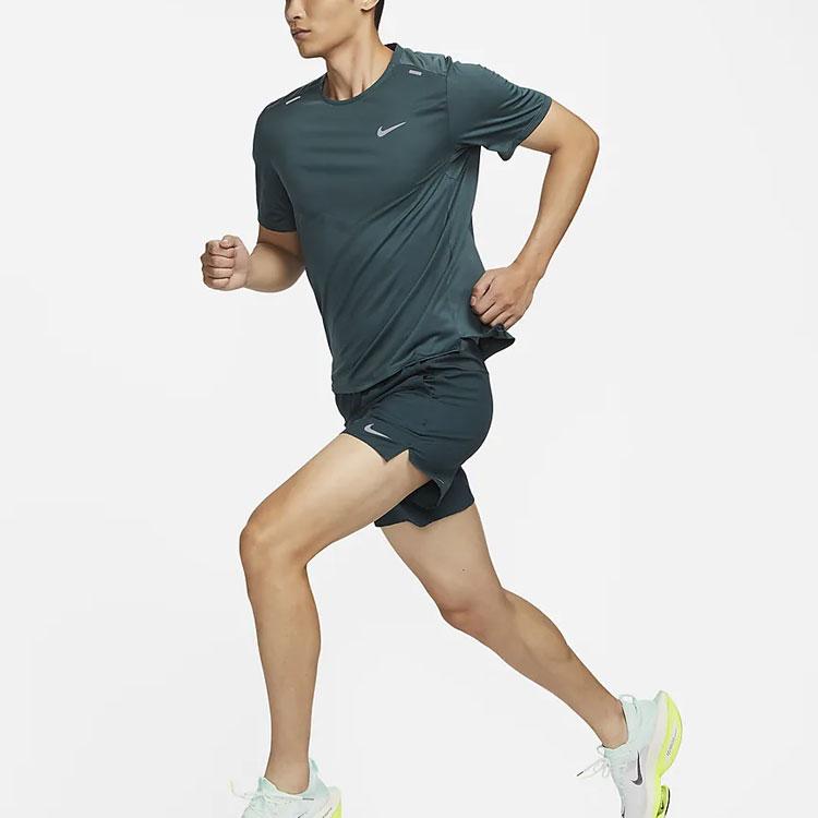 Nike Dri-FIT Rise 365 Solid Color Crew Neck Sports Short Sleeve T-Shirt Men Tops Deep-Jungle-Green CZ9185-328