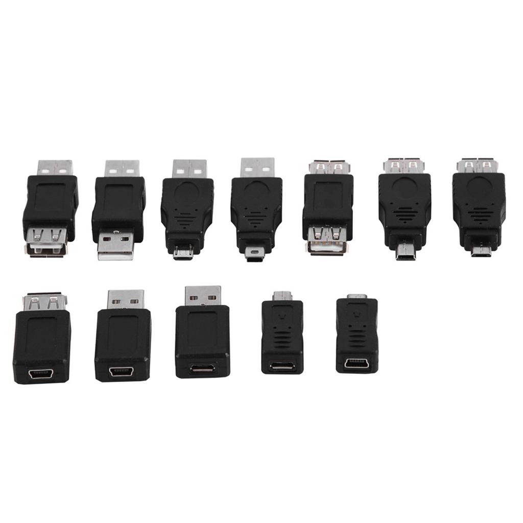 Pack of 12 Pcs Multiple USB2.0 Adapters MicroMini Male Female Converters Connectors