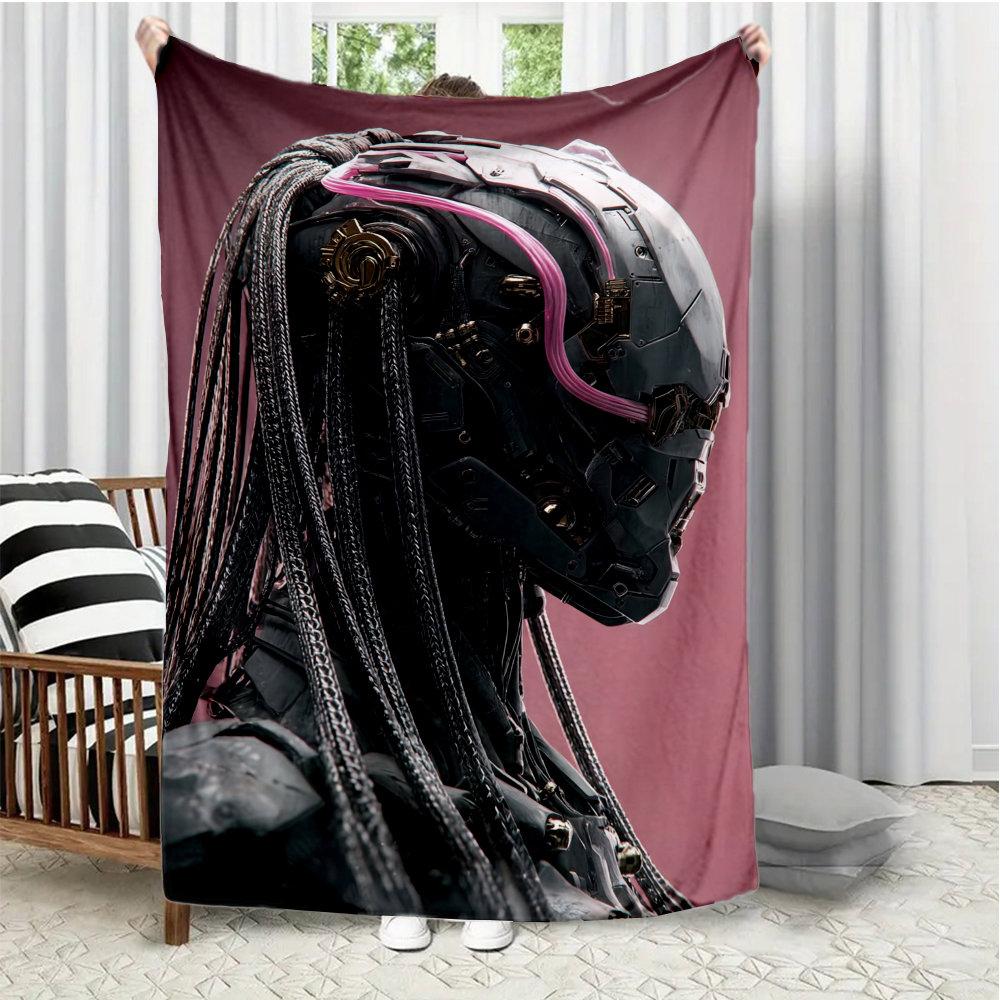 

Animestyle mecha robot Flannel printed blanket suitable for all seasons suitable for living room office sofa and travel 75x100cm