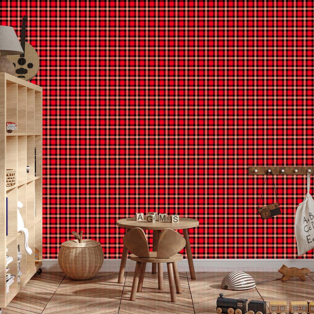 Red and Burgundy Checkered Wallpaper for Living Room and Bedroom 50x1000