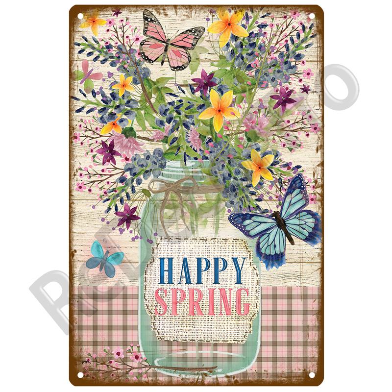 Lavender Metal Sign Plaque Vintage Flowers Tin Sign Wall Decoration For Room Art Garden Kitchen Home Living Room Iron Painting