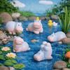 Miniature Figure Resin Hippo Statue Q-like Pear-shaped Design Mini Animal Sculpture  Home Decor