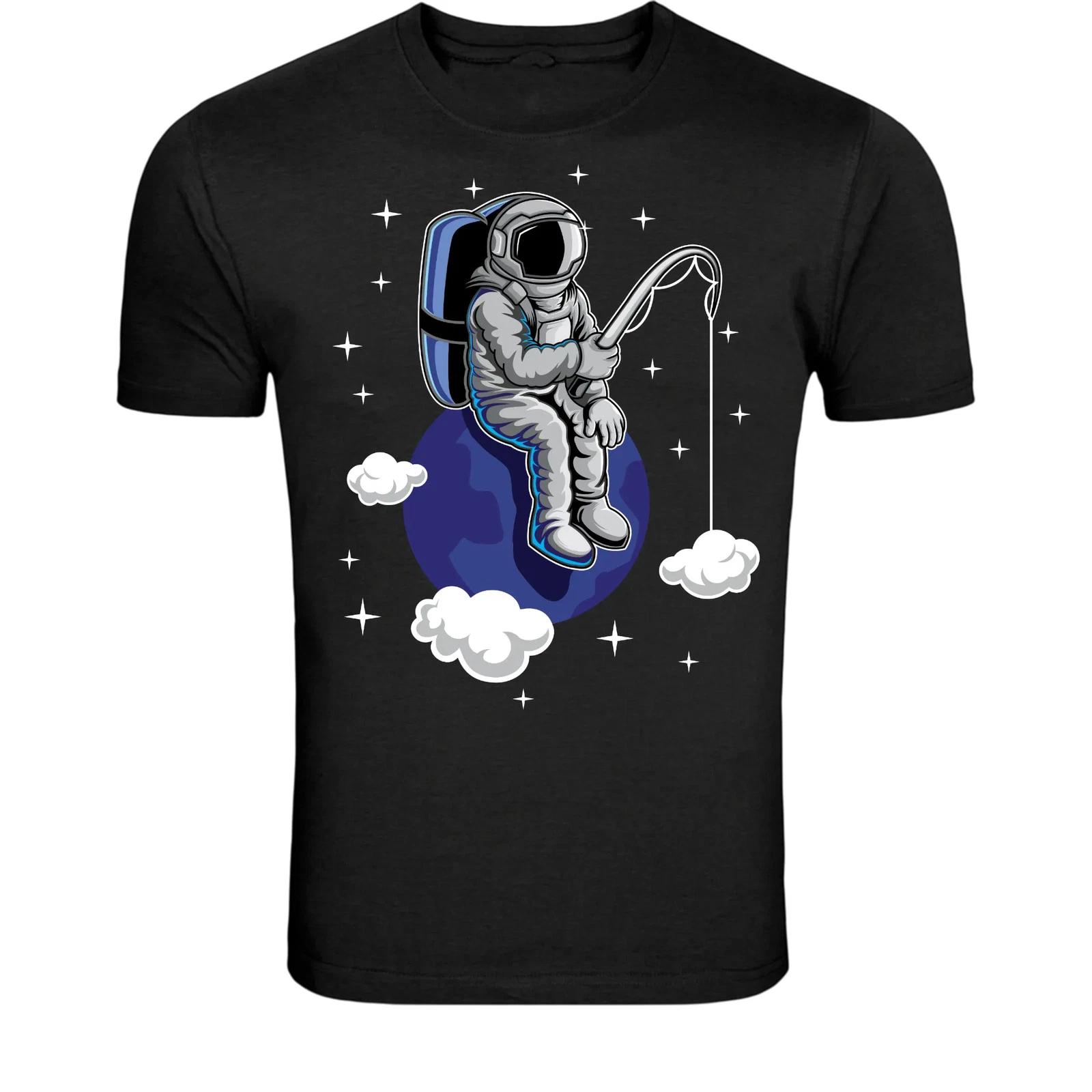 Astronaut Fishing on Planet T-Shirt - Funny Space Relax Graphic 4XL
