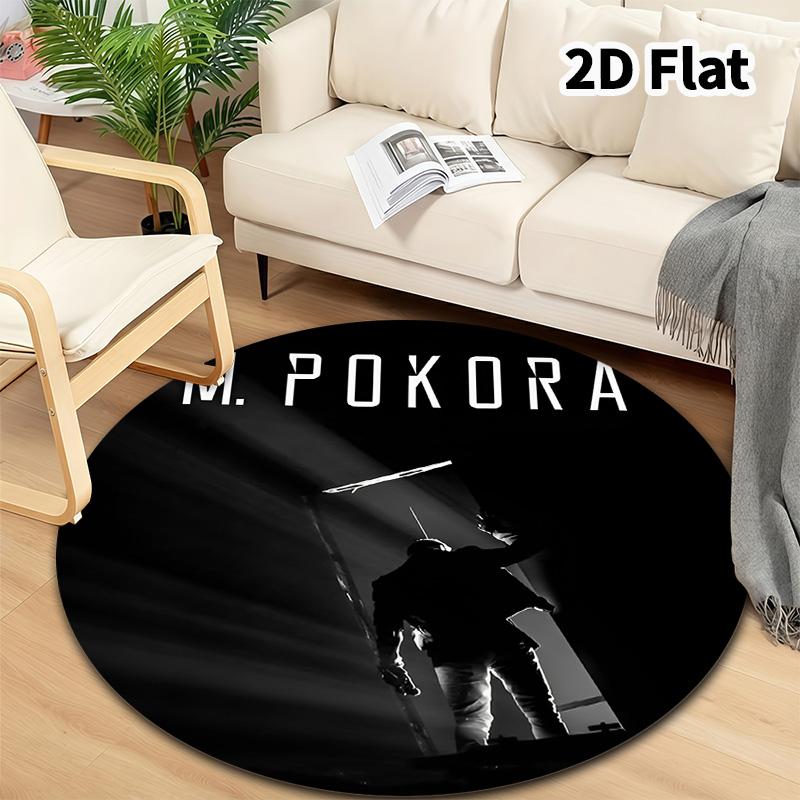 M Pokora Round Area Rug Carpet Rug For Living Room Bedroom Sofa Playroom Decor Nonslip Floor Mat