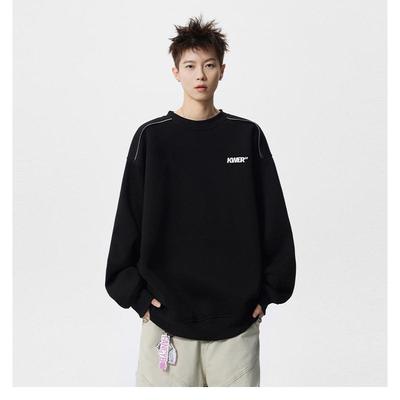Suéter de Gola Redonda com Letra Masculino e Feminino Novos Casacos Largos para Outono e Inverno