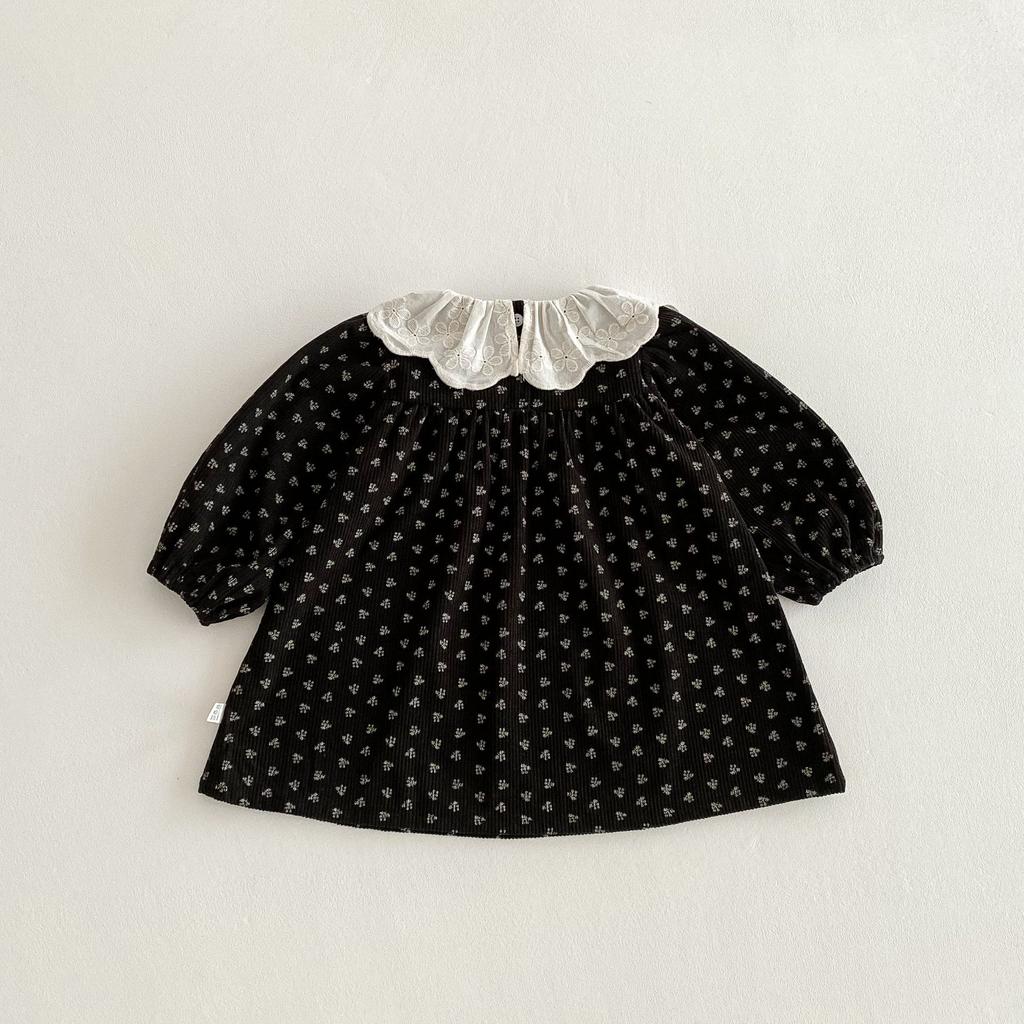 Mädchen lange ärmeln Koreanische version kleid herbst neue retro stil floral kleid kinder spitze revers prinzessin kleid